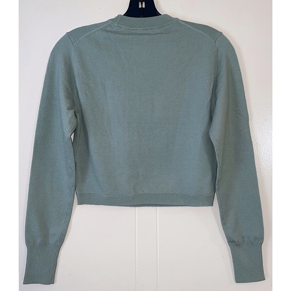 Alice + Olivia Luna Wool Blend Sage Green Cropped Pullover Sweater Top - Picture 8 of 16